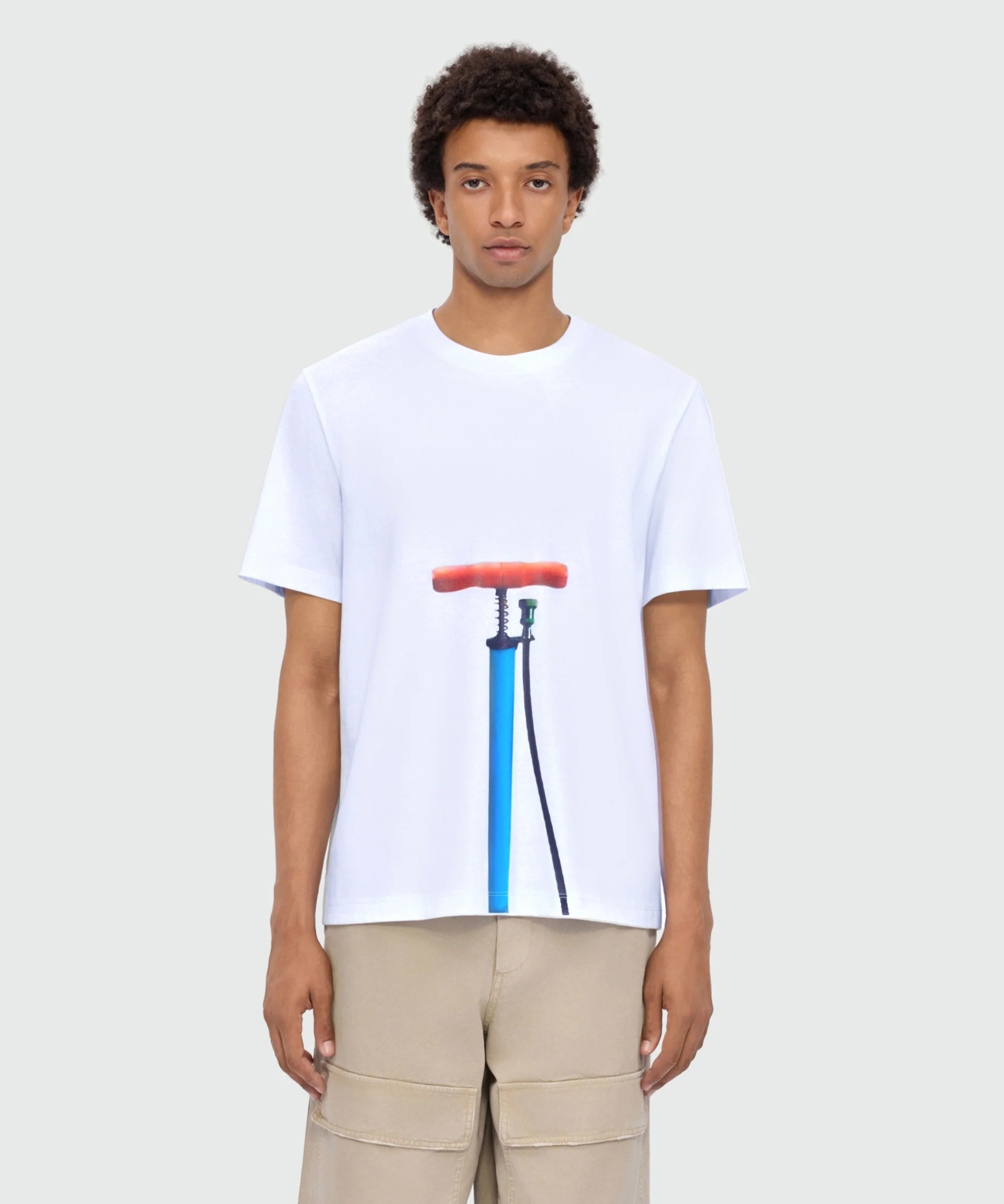 White short-sleeve cotton jersey T-shirt with print. - Image 2
