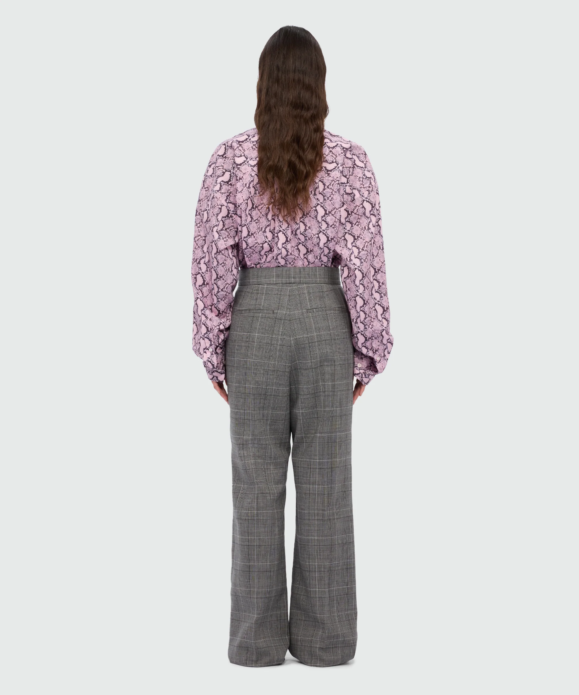 Wide-leg Prince of Wales wool trousers. - Image 3
