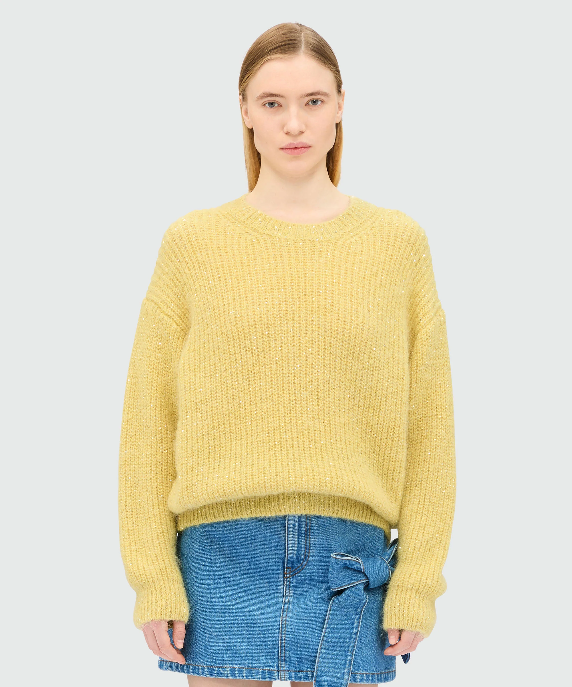 Yellow alpaca blend sweater with sequin details - Image 2