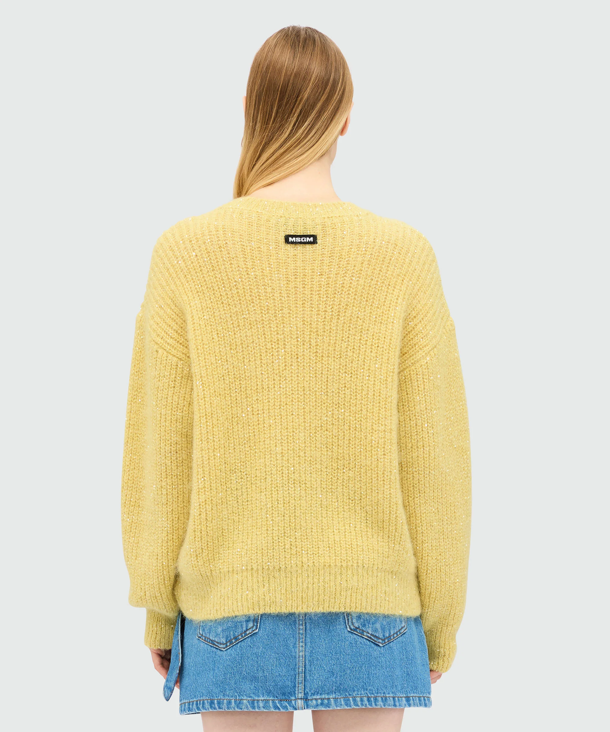 Yellow alpaca blend sweater with sequin details - Image 3