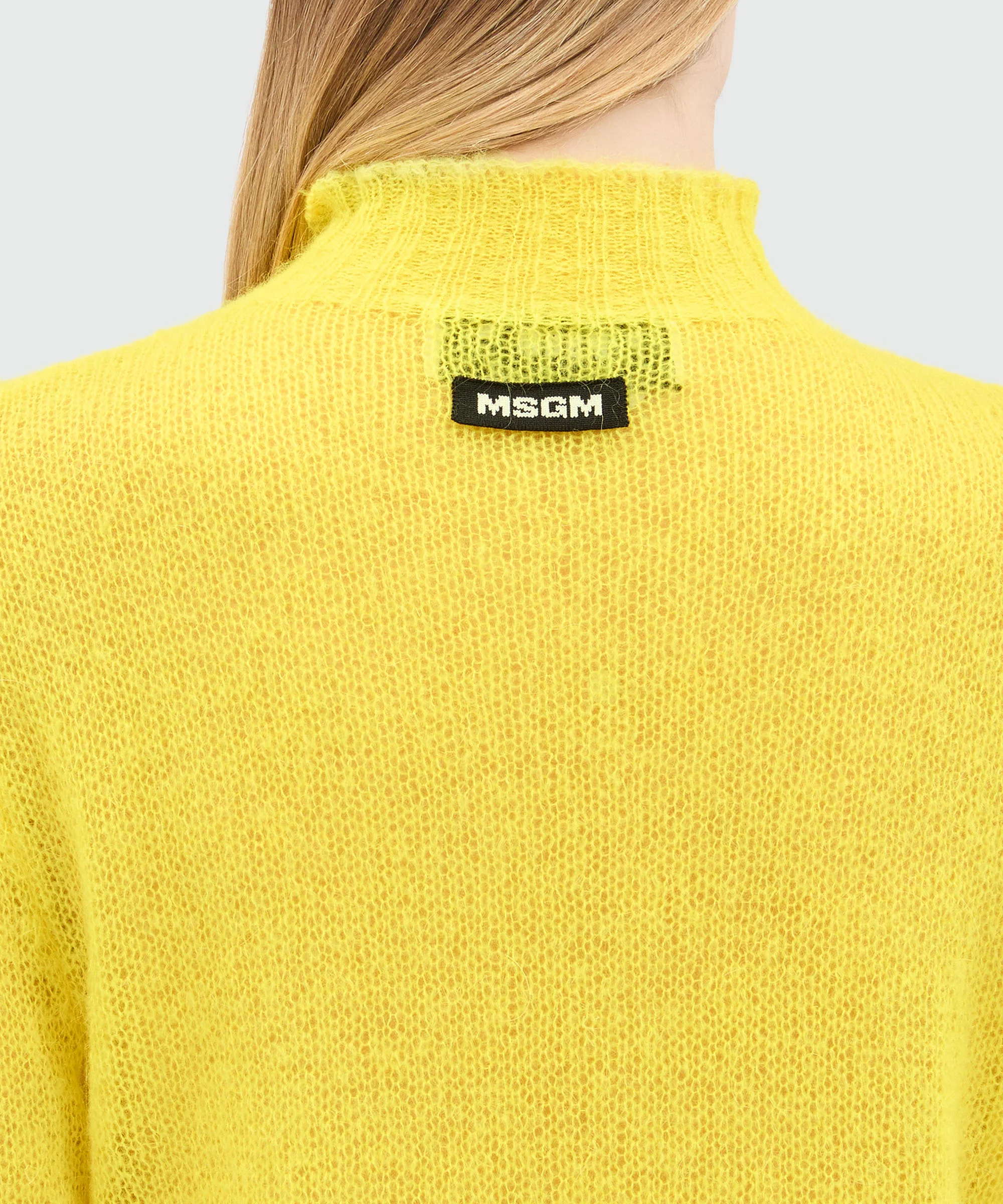 Yellow turtleneck sweater in superlight mohair - Image 5